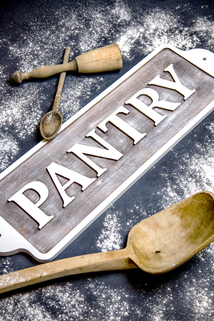 Pantry Embossed Wood Sign 21x6