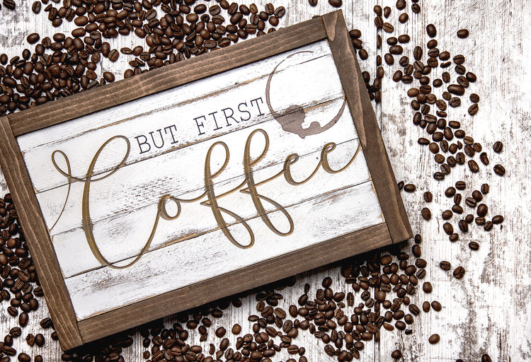 But First Coffee Engraved Wood Sign 11.5x7