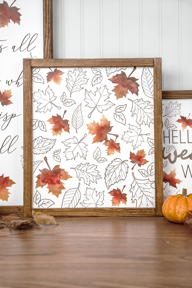 Falling Leaves Ombre Wood Sign 13x15