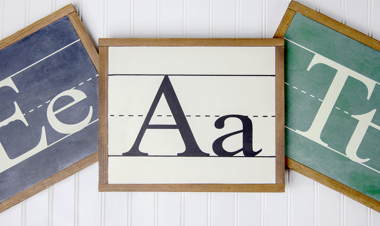 Alphabet Letter Custom Chalkboard Wood Sign 14x12