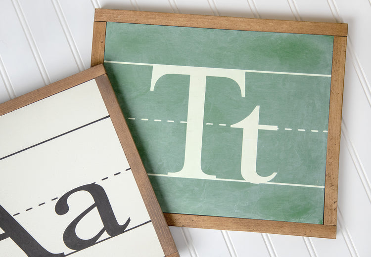 Alphabet Letter Custom Chalkboard Wood Sign 14x12