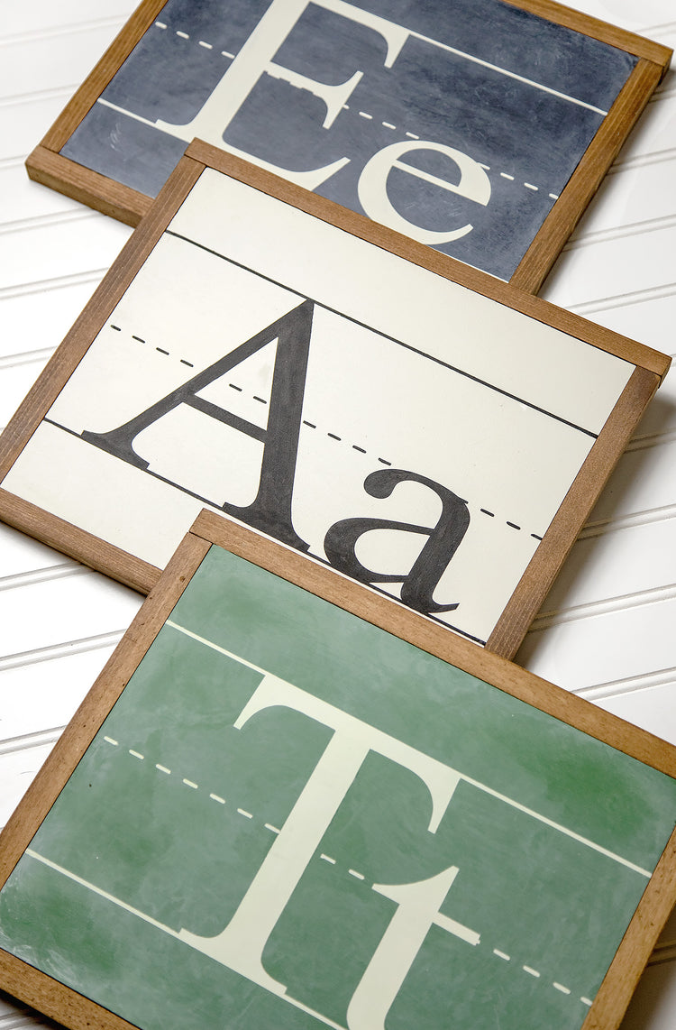 Alphabet Letter Custom Chalkboard Wood Sign 14x12