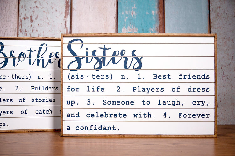 Sisters Definition Shiplap Wood Sign 18x12