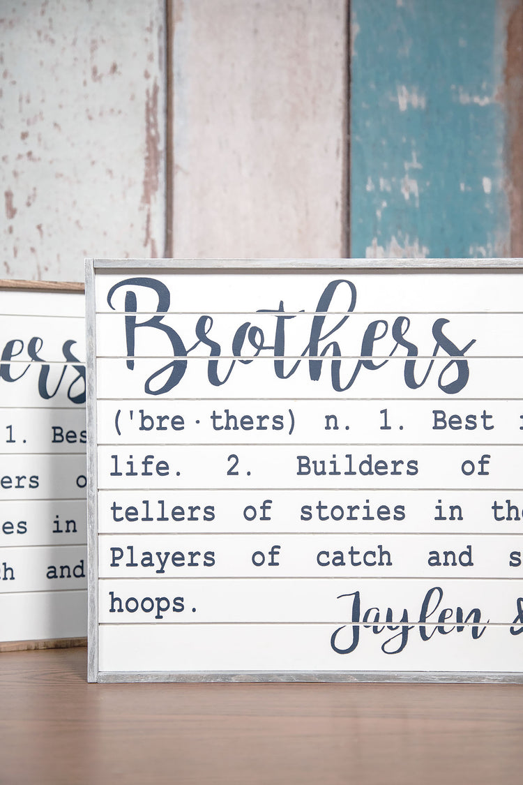 Brother Custom Name Definition Sign 18x12 or 30x12