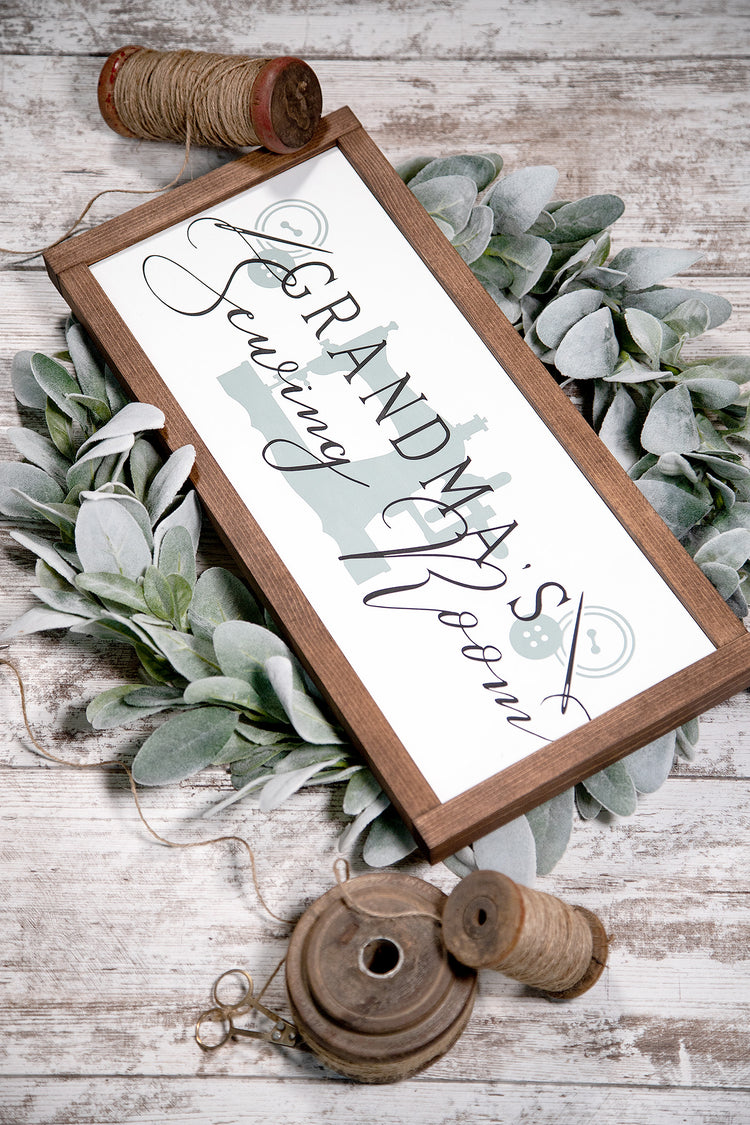 Grandma's Sewing Room Wood Sign 19x8.5