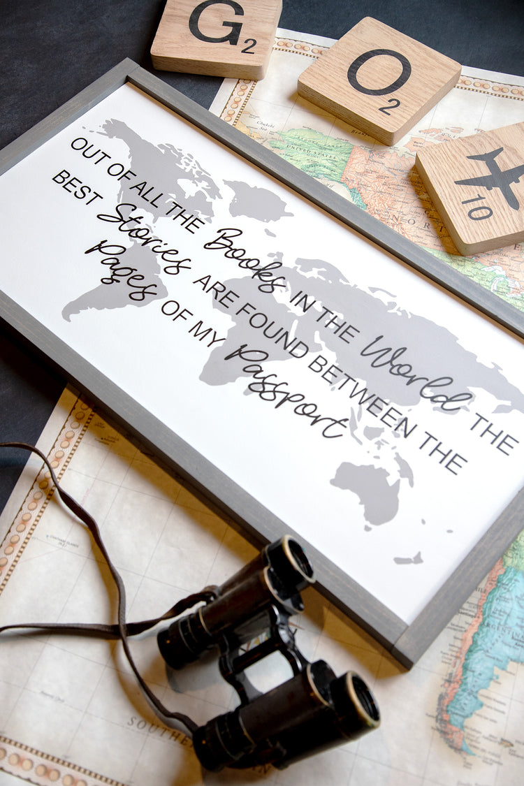 World Map Wood Sign - 24x12 Inches