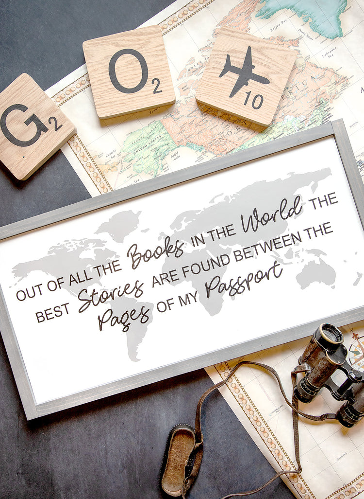 World Map Wood Sign - 24x12 Inches