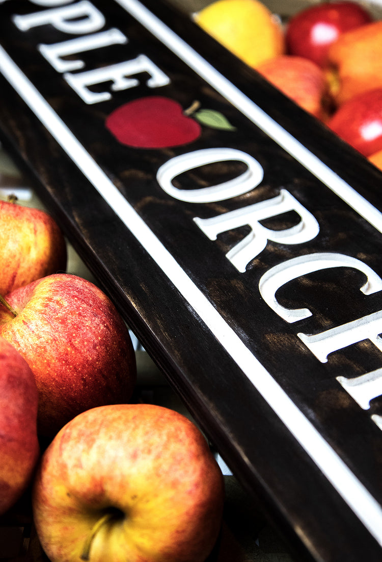 Apple Orchard Engraved Wood Sign 36x7
