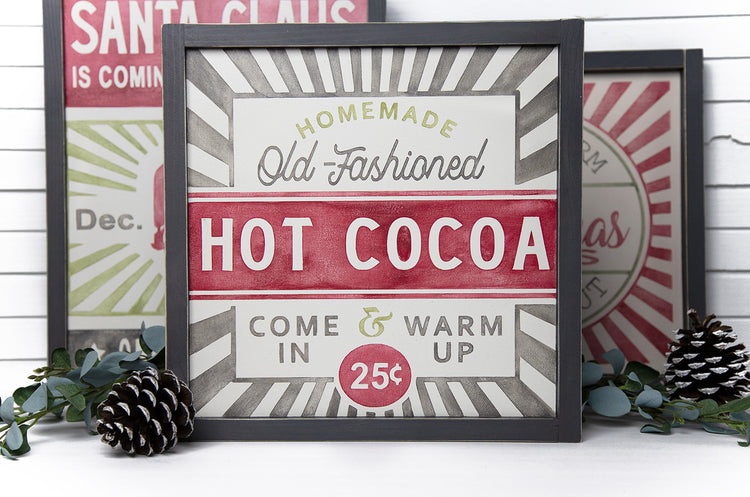 Hot Cocoa Grainsack Wood Sign 14x14