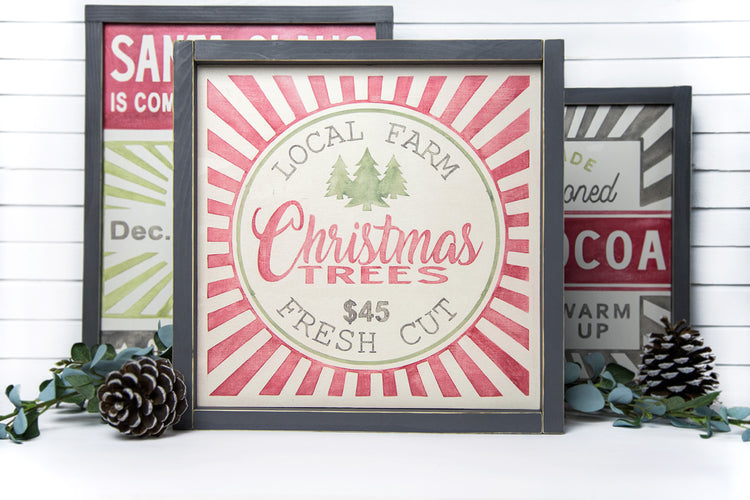 Christmas Tree Wood Sign 14x14