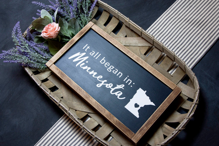 It All Began In: Customize State & Location Wood Sign 15x9