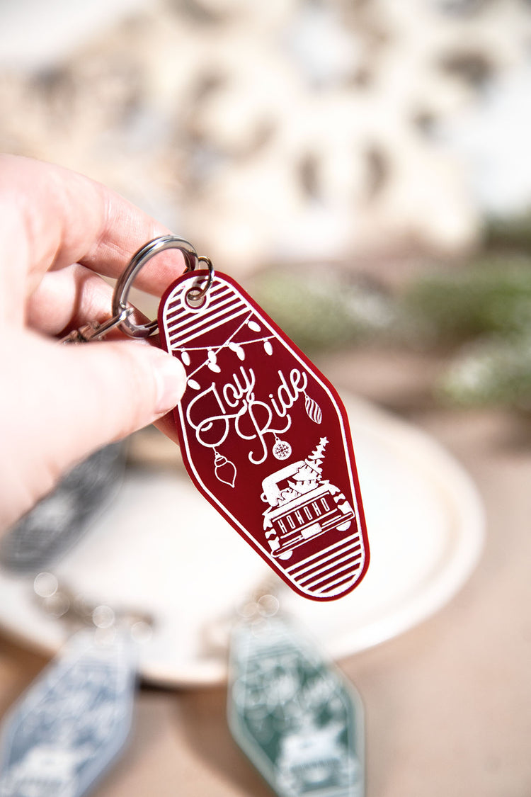 Joy Ride Holiday Lights Acrylic Retro Keychain