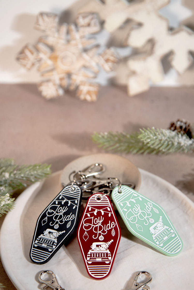 Joy Ride Holiday Lights Acrylic Retro Keychain
