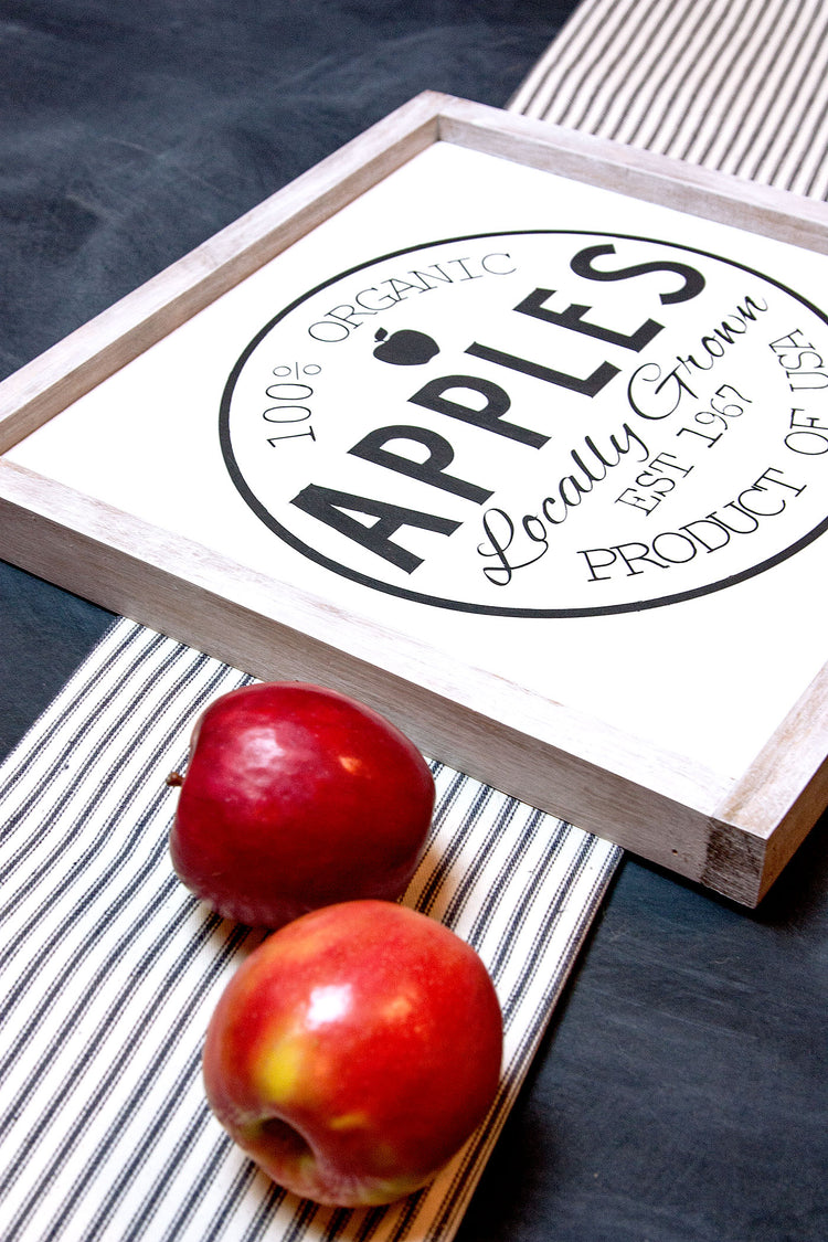 Locally Grown Apples Wood Sign