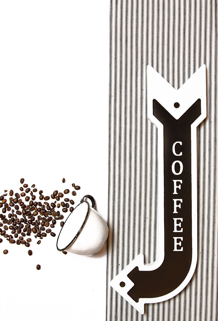 Coffee Embossed Arrow Wood Sign 18 Tall