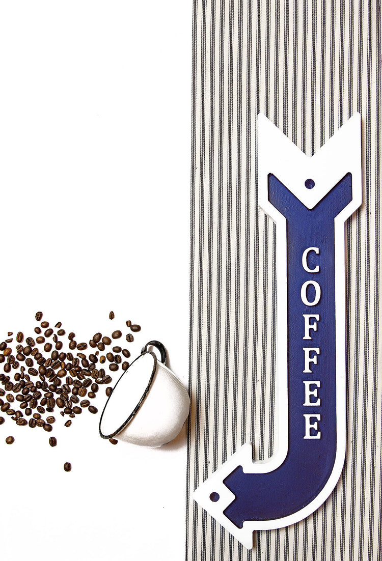 Coffee Embossed Arrow Wood Sign 18 Tall
