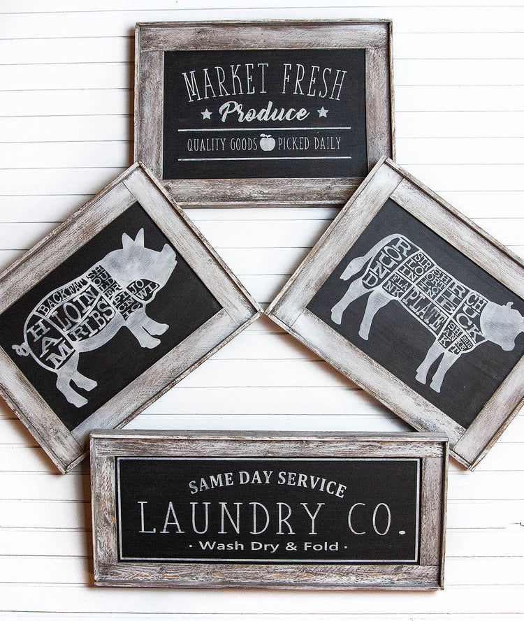 Pig Butcher Cut Wood Wall Sign 16x11.5