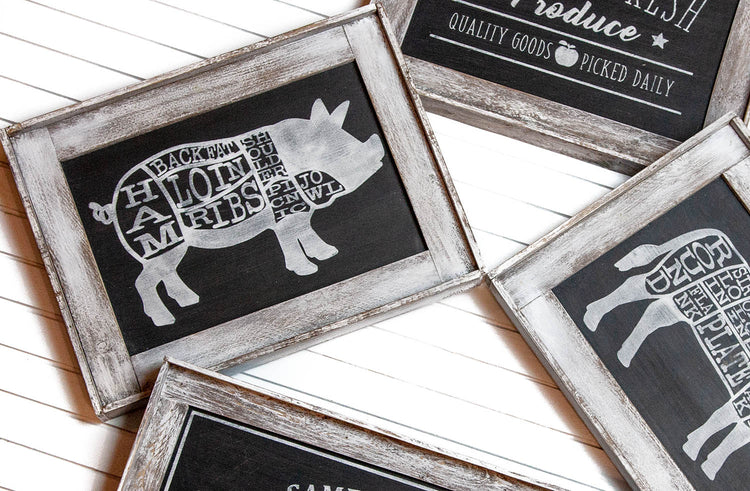 Pig Butcher Cut Wood Wall Sign 16x11.5