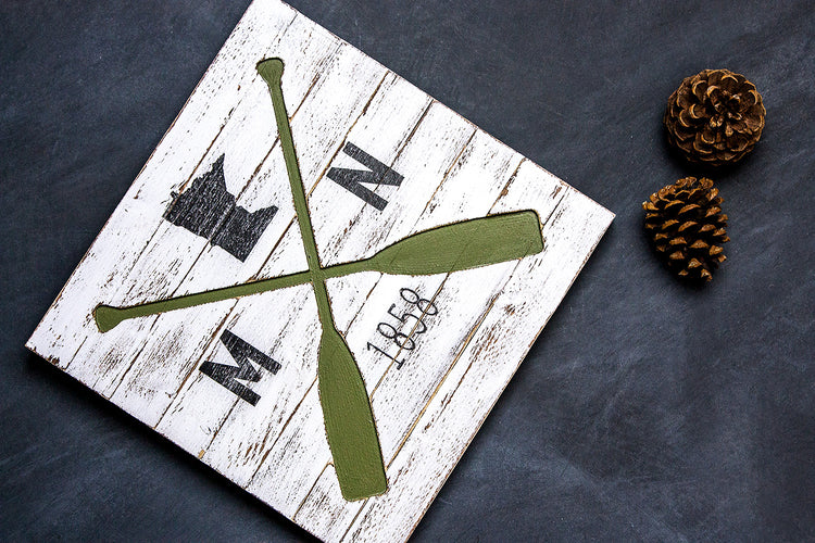 Custom State Paddle Engraved Wood Sign 12x12