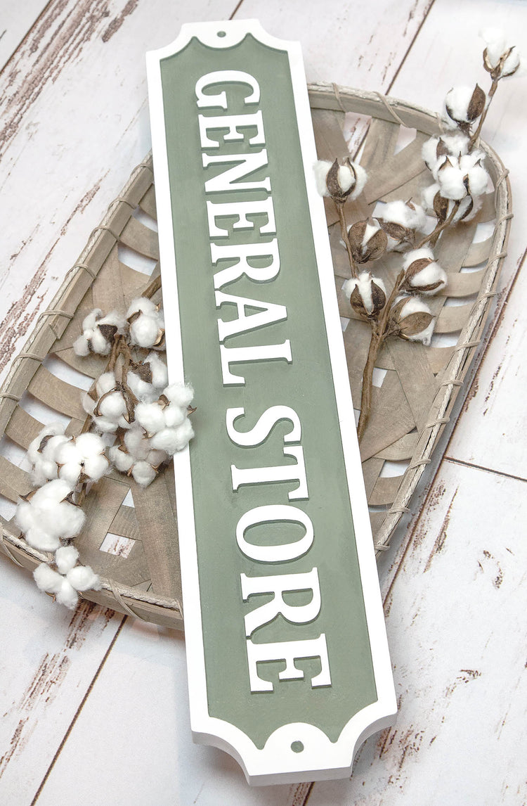 General Store Embossed Wood Sign 32x6