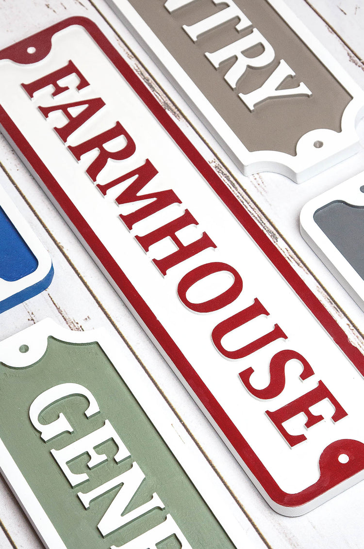 Farmhouse Embossed Wood Sign 25x6