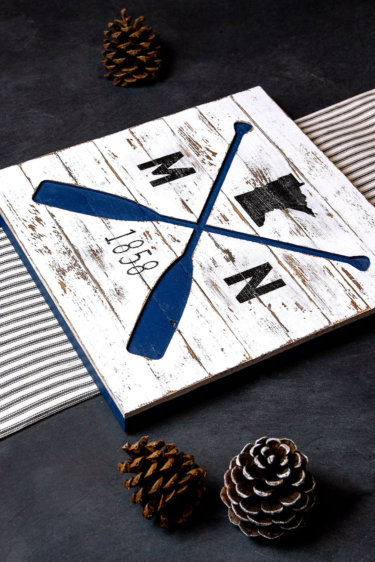 Custom State Paddle Engraved Wood Sign 12x12