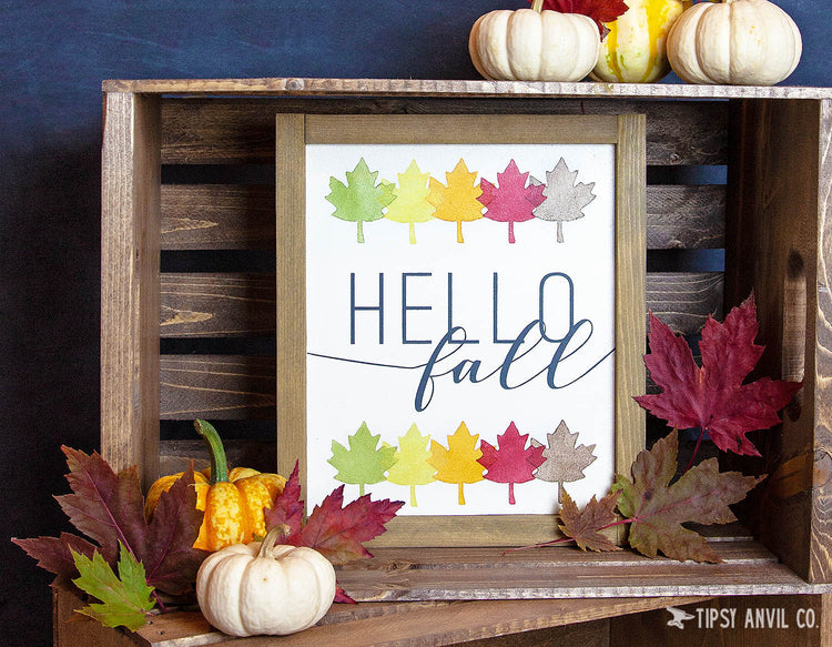 Hello Fall Wood Sign 11x9.5