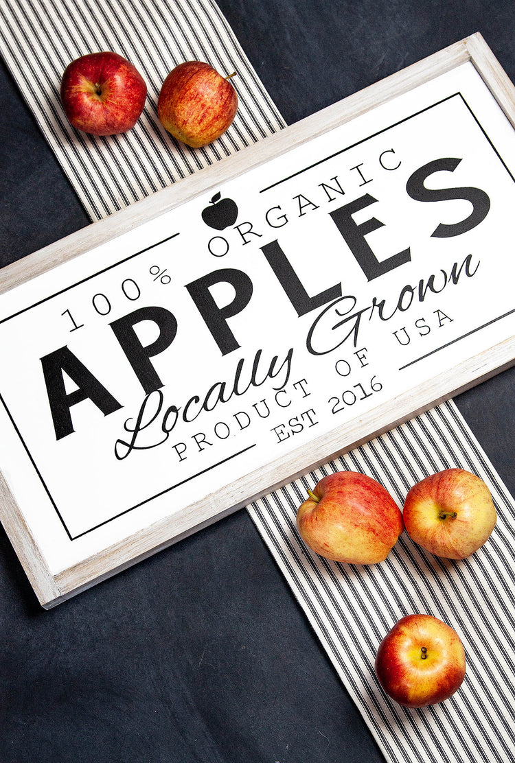 Locally Grown Apples Wood Sign