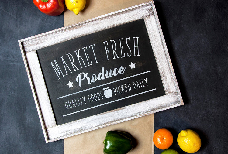 Market Fresh Produce Distressed Wood Sign 16x11.5