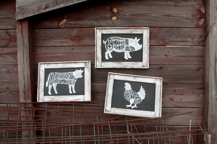 Poultry Butcher Cut Wood Wall Sign 16x11.5