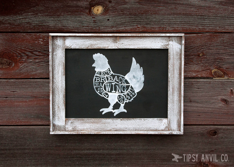 Poultry Butcher Cut Wood Wall Sign 16x11.5