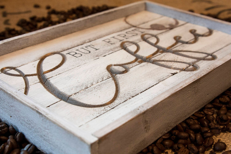 But First Coffee Engraved Wood Sign 11.5x7
