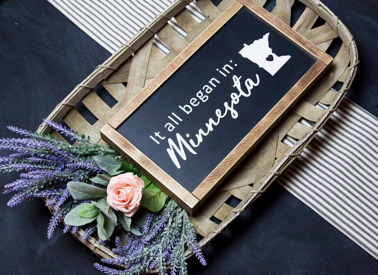 It All Began In: Customize State & Location Wood Sign 15x9