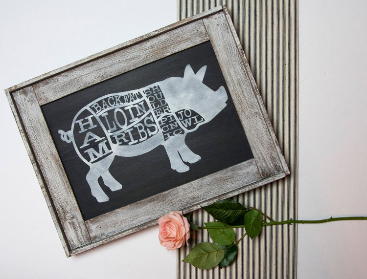 Pig Butcher Cut Wood Wall Sign 16x11.5