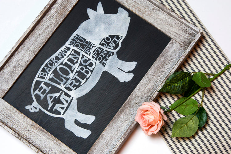 Pig Butcher Cut Wood Wall Sign 16x11.5