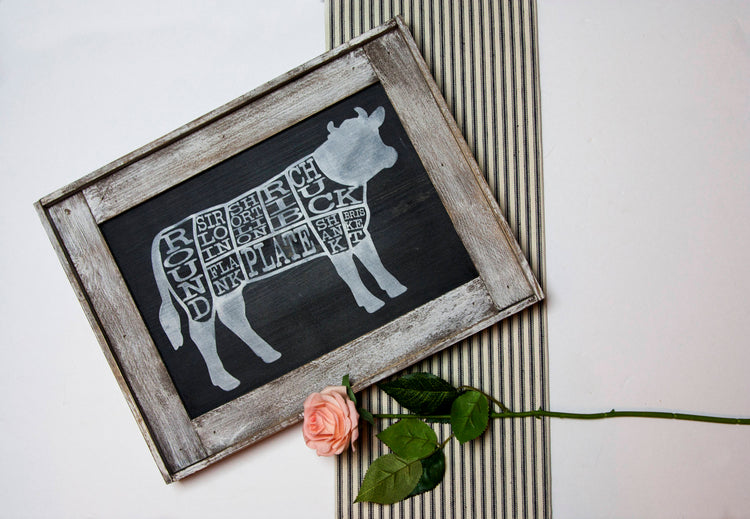 Cow Butcher Cut Wood Sign 16x11.5