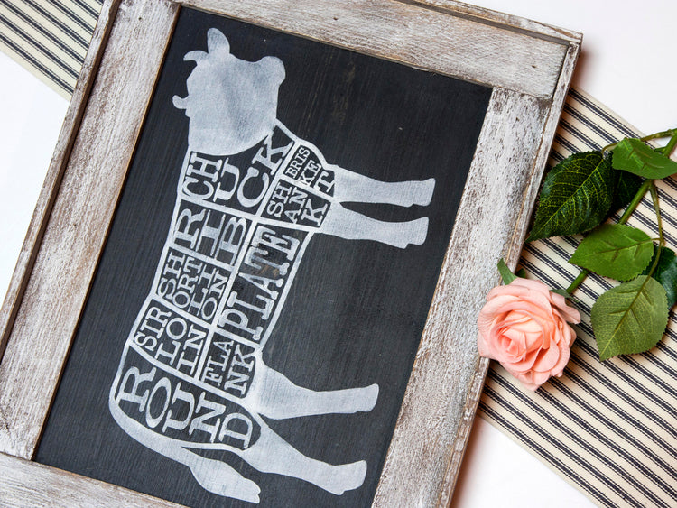 Cow Butcher Cut Wood Sign 16x11.5
