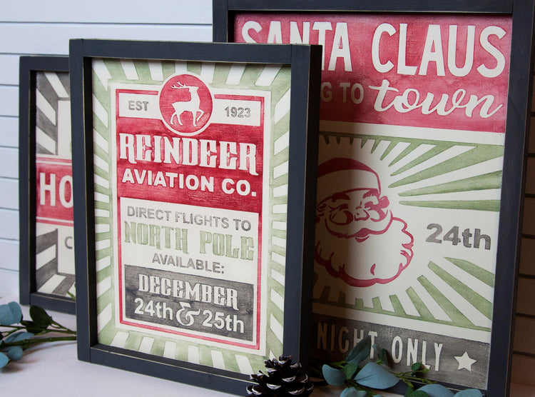 Reindeer Wood Sign Aviation Co. Wood Sign 14x11