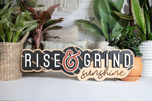 Rise & Grind Sunshine 3D Wood Sign 20 in.