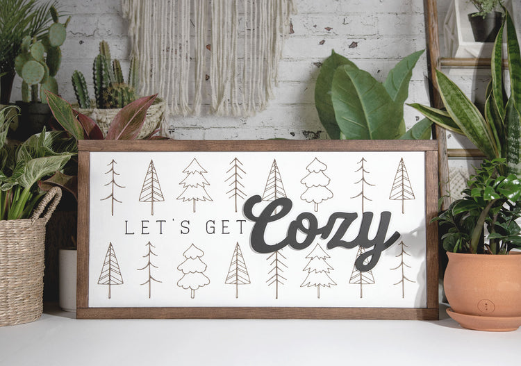 Let’s get cozy Wood Sign 24x12