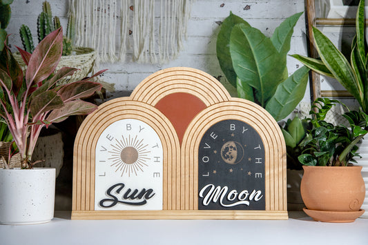 Live by Sun Love by Moon Arch 20 in. Wood Sign