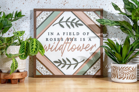 She is a Wildflower Floral Wood Sign 20x20