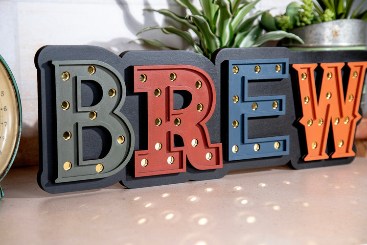 Brew Marquee Wood Sign 20.5x7