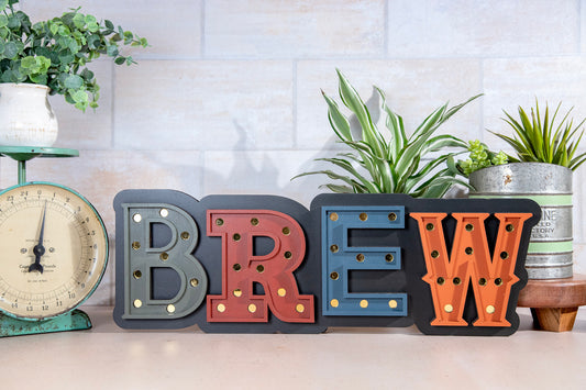 Brew Marquee Wood Sign 20.5x7