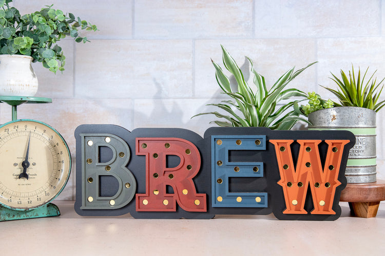 Brew Marquee Wood Sign 20.5x7