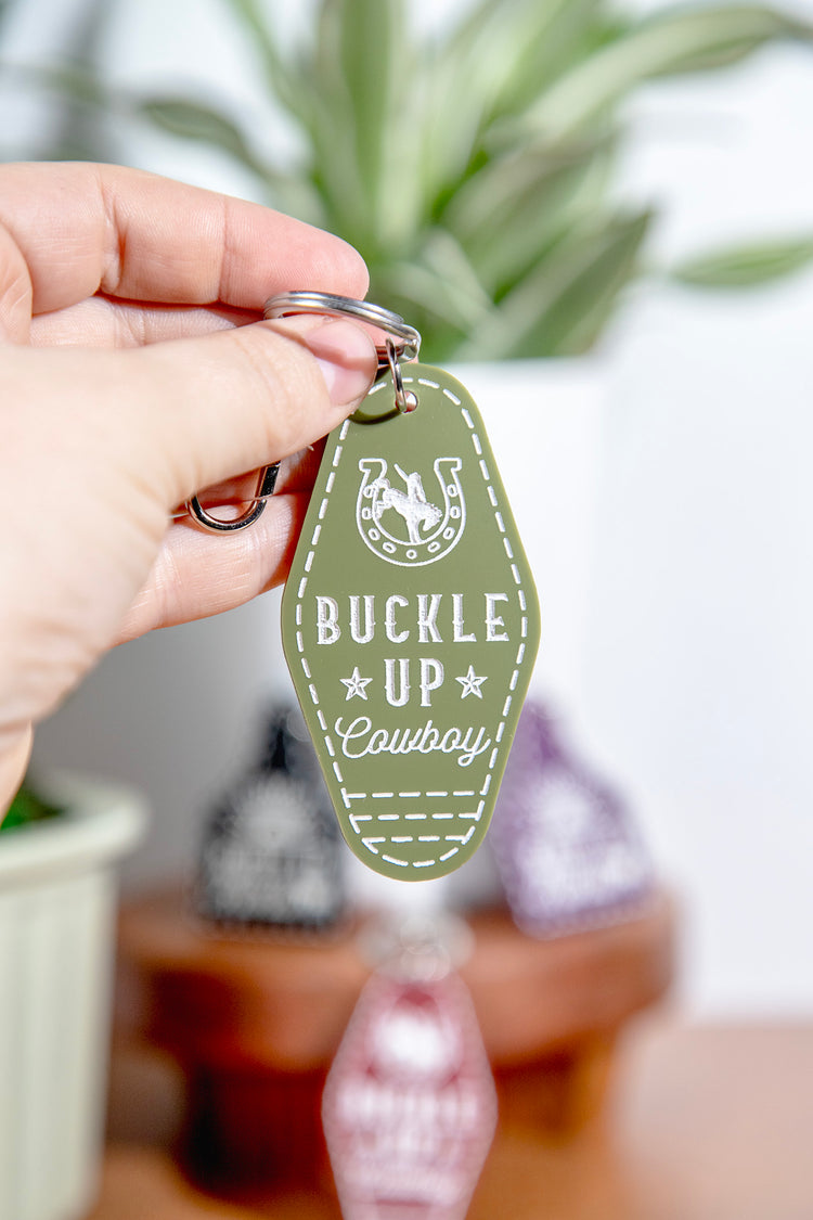 Buckle Up Cowboy Retro Acrylic Keychain