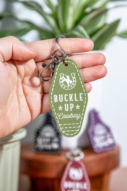 Buckle Up Cowboy Retro Acrylic Keychain