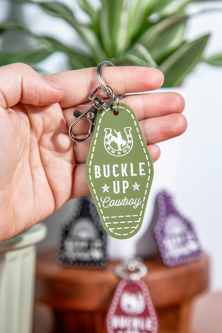 Buckle Up Cowboy Retro Acrylic Keychain