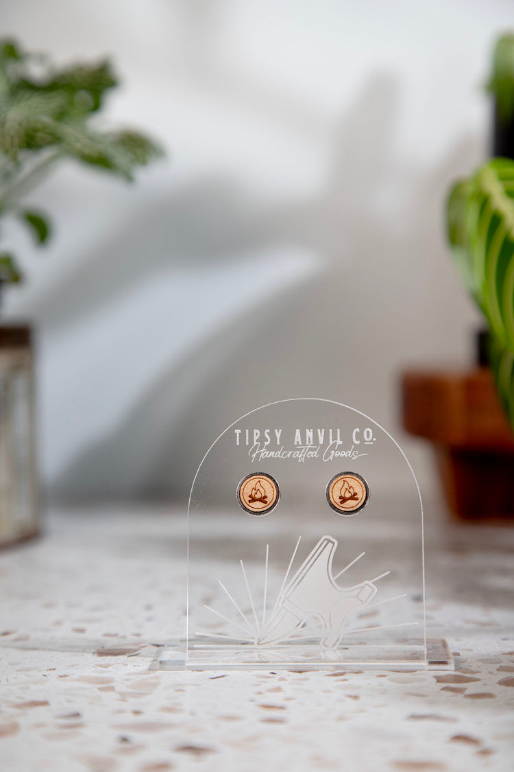 Campfire Wood Stud Earrings