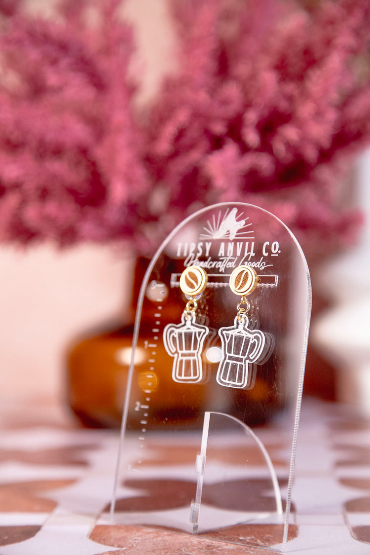 Coffee Pot Dangle Acrylic Earrings
